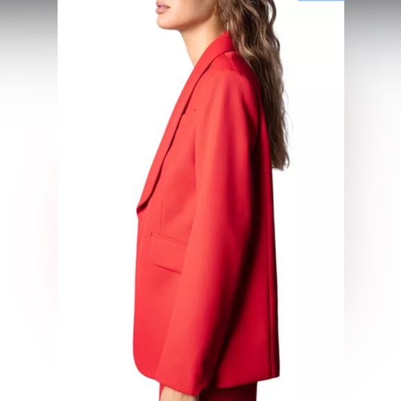 NWT $598 Zadig & Voltaire Date Gabardine Blazer Jacket Size 34 Red Wool Blend - Picture 5 of 16